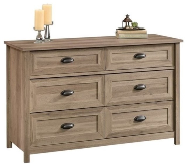 Pemberly Row 6 Drawer Dresser in Soft White Transitional Accent