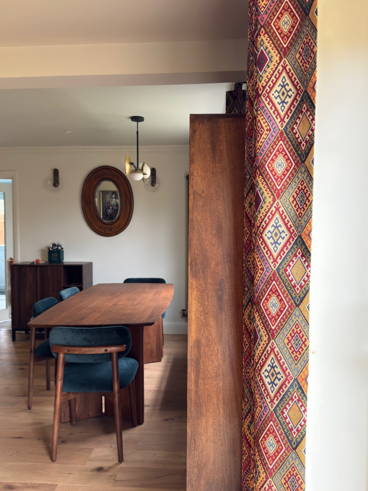 Bold and ethnic Transitional style Living/Dining room