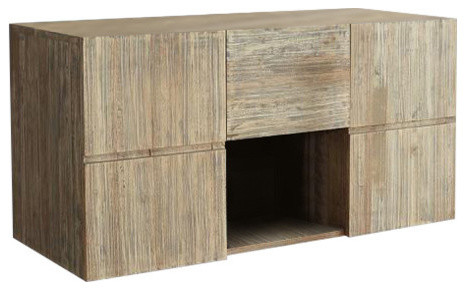 Rubberwood Wall-Mounted Bathroom Vanity Unit, 120 cm