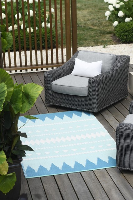 Fab Habitat Indoor Outdoor Recycled Plastic Rug Palm Springs Teal 4 X6