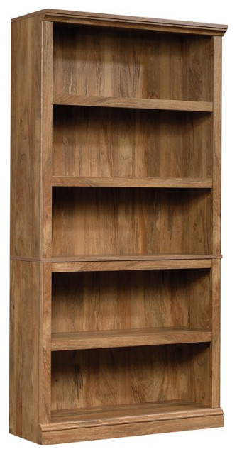 Sauder Misc Storage 5-Shelf Tall Wood Bookcase in Sindoori Mango