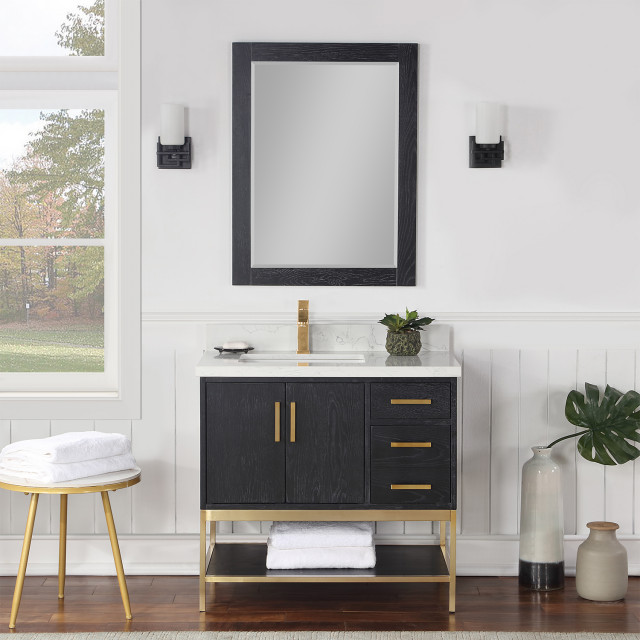 Wildy Black Oak Bathroom Vanity Set, 36" - Contemporary - Bathroom ...