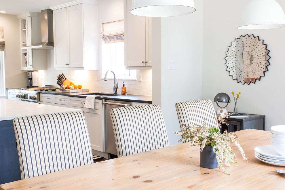 Example of a transitional kitchen design in Denver