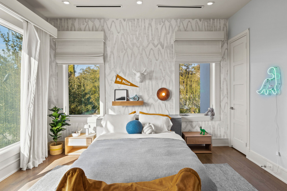 This is an example of a mid-sized contemporary kids' bedroom for boys in Dallas.