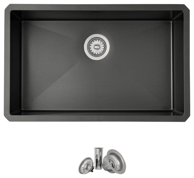 STYLISH 30 inch Graphite Black Single Bowl Undermount Stainless Steel Kitchen Si