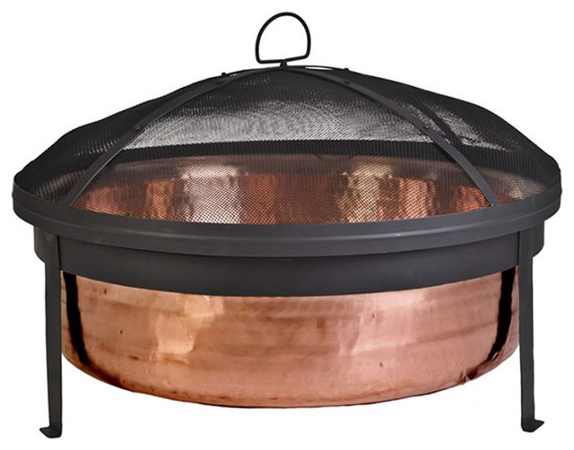 CobraCo SH101 Hand-Hammered Copper Fire Pit with Screen and Cover