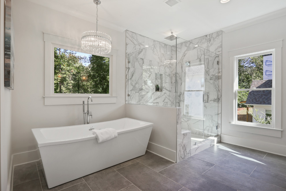 This is an example of a contemporary bathroom in Atlanta.