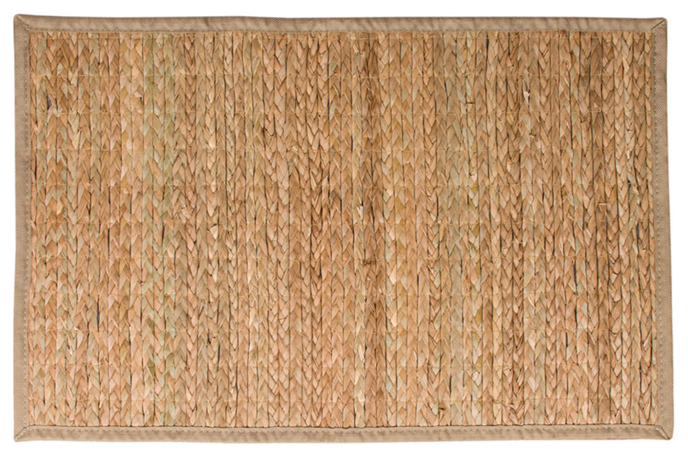 Natural Breathable Typha Grass Floor Mat, 48x72", Beige Beach Style Outdoor Rugs by CTG