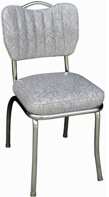Handle Back Retro Kitchen Chair, Cracked Ice Gray