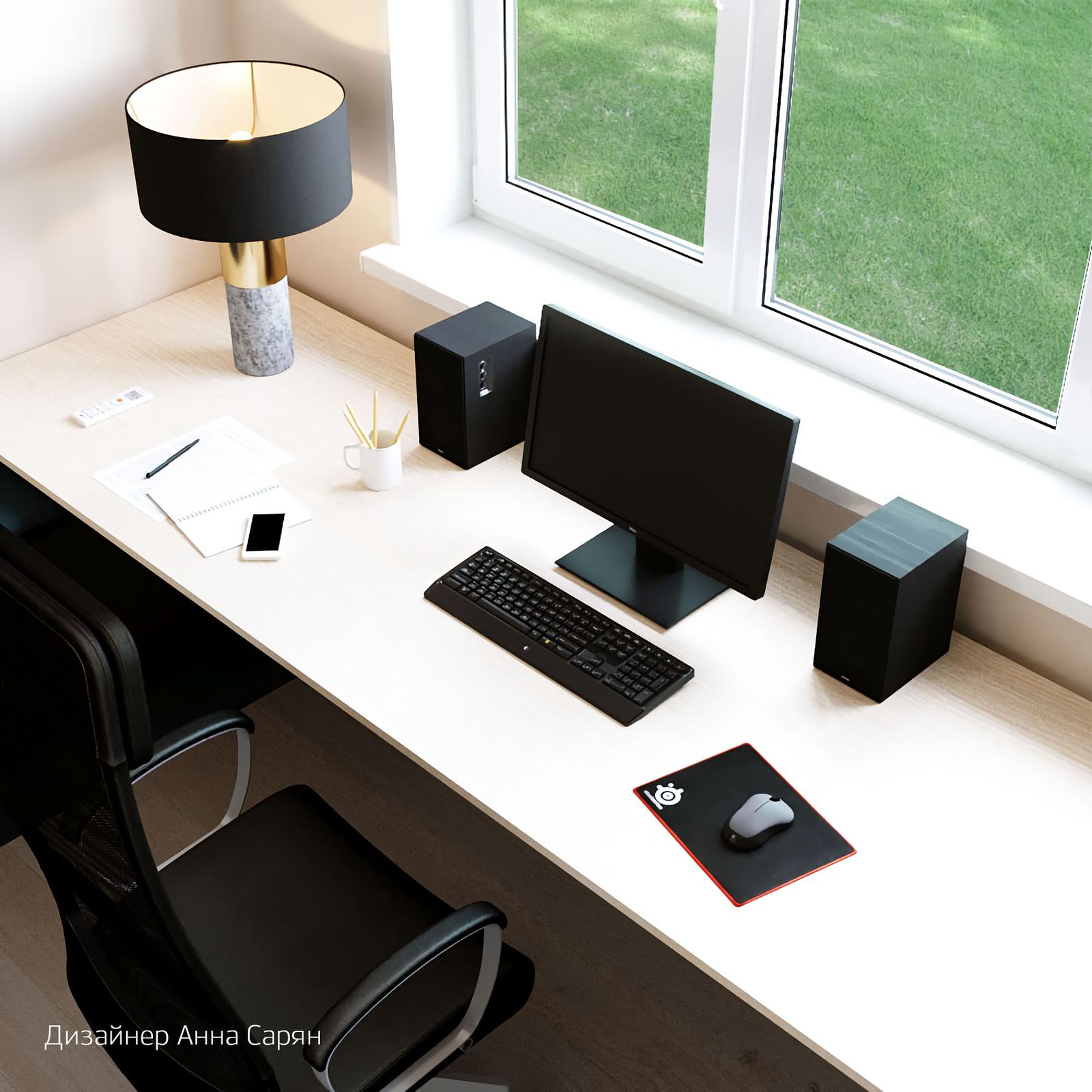 Кабинет в загородном доме в стиле неоклассика