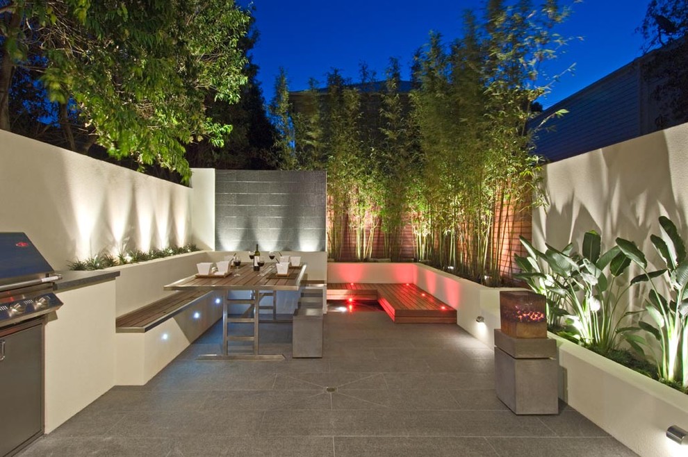 This is an example of a contemporary patio in Melbourne with no cover.