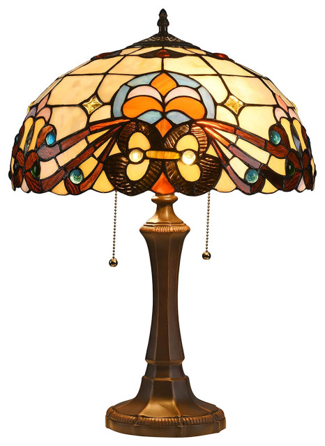 FLORENCE Tiffany-style 2 Light Victorian Table Lamp 16inches Shade