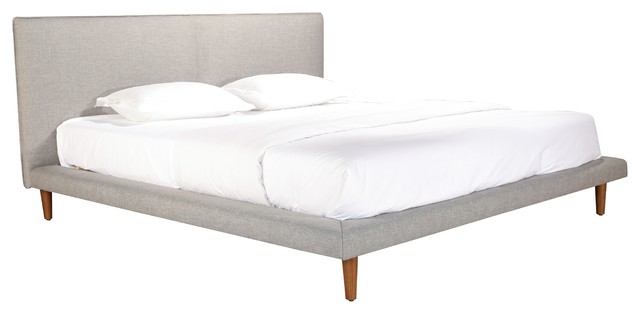 Todd Gray Upholstered Platform Bed With Headboard Contemporary Todd Gray Upholstered Platform Bed With Headboard King