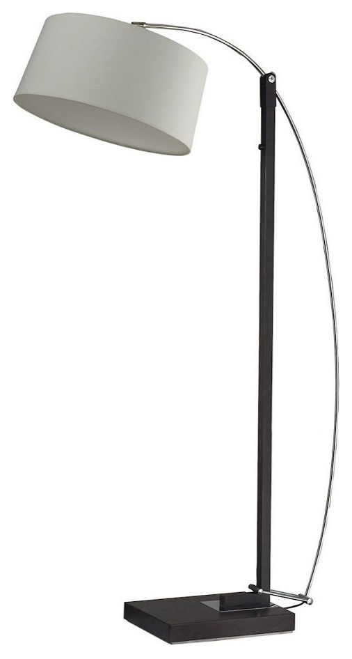 Arched Floor Lamp Dark Brown Finish OffWhite Linen Shade Floor Lamps