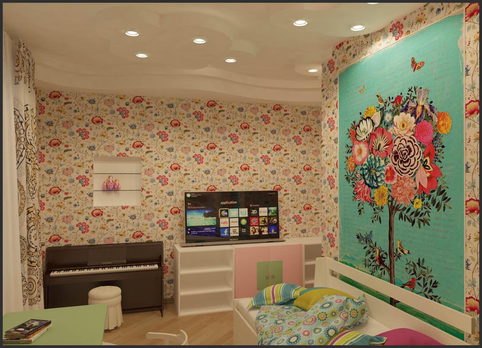 Родился еще малыш (спальное место старшей девочки, за стенкой новая гардеробная)