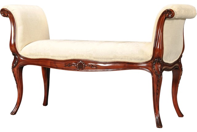 Window Bench French Sweeping Arms Oversize Traditional Accent