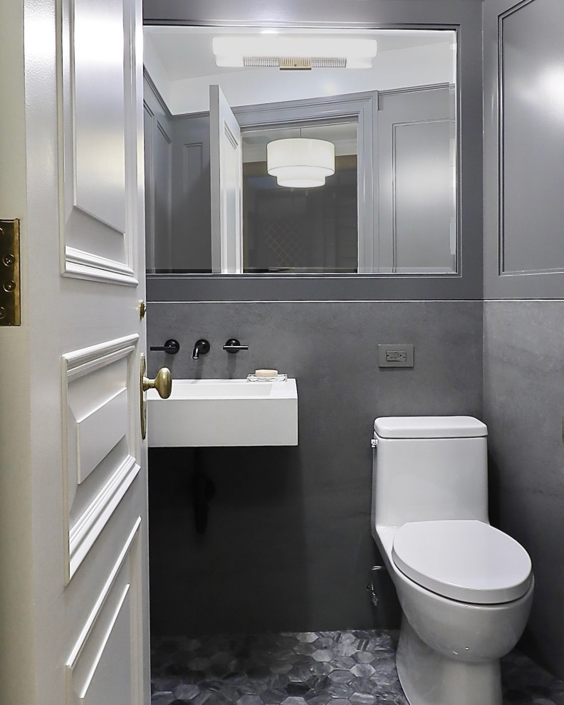 Inspiration for a timeless powder room remodel in New York