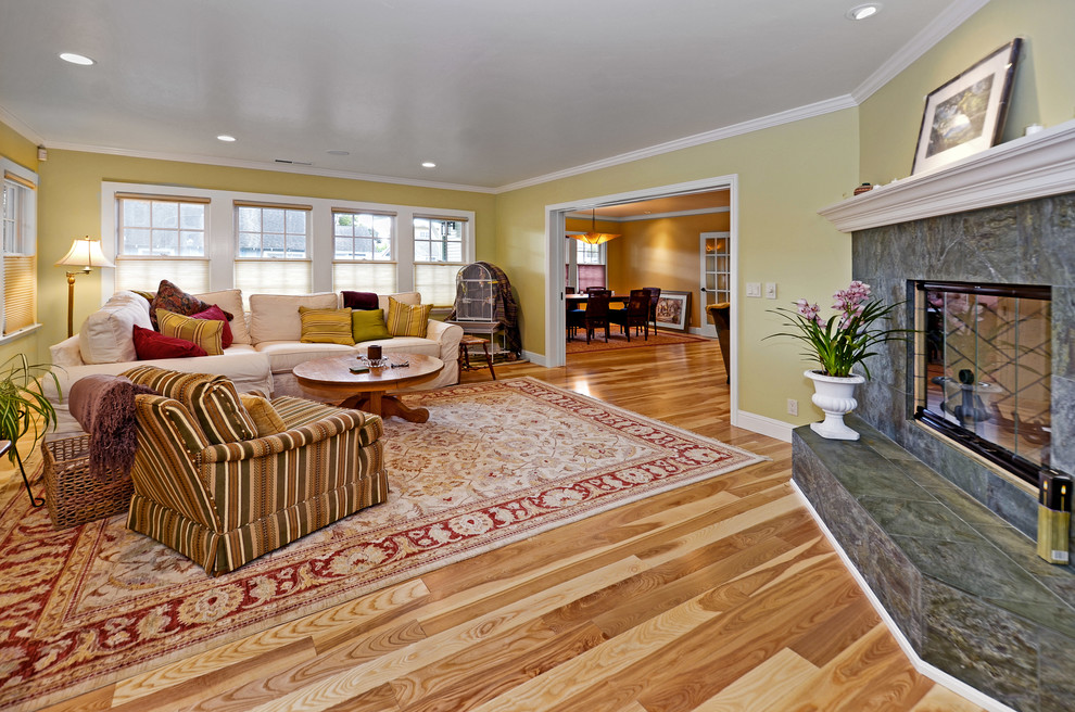 Example of an arts and crafts living room design in Other