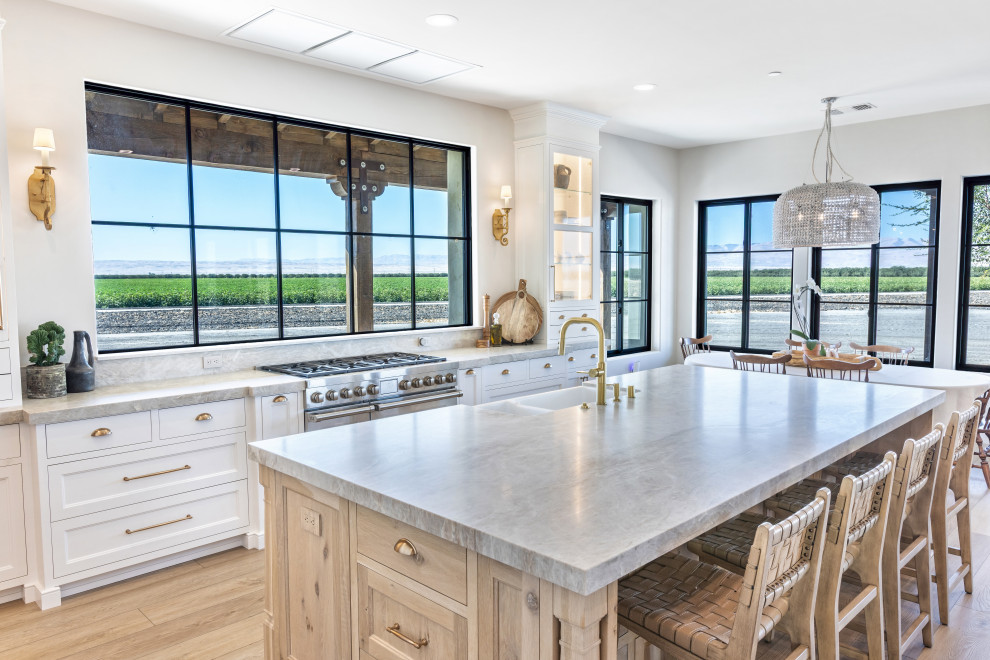 Kitchen with 10-Foot Picture Window and Temblor Mountain Views | Tuscan Farmhous