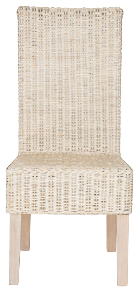 Safavieh Avita Wicker Dining Chairs, Set of 2, White Washed