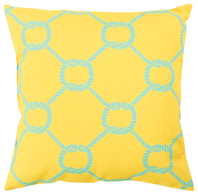 Tawana Coastal Accent Pillow Bright Yellow Beach Style Decorative