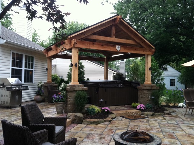 Cedar pergola with a roof - Traditional - Patio - Cleveland - by Greensource design/build - Bob ...
