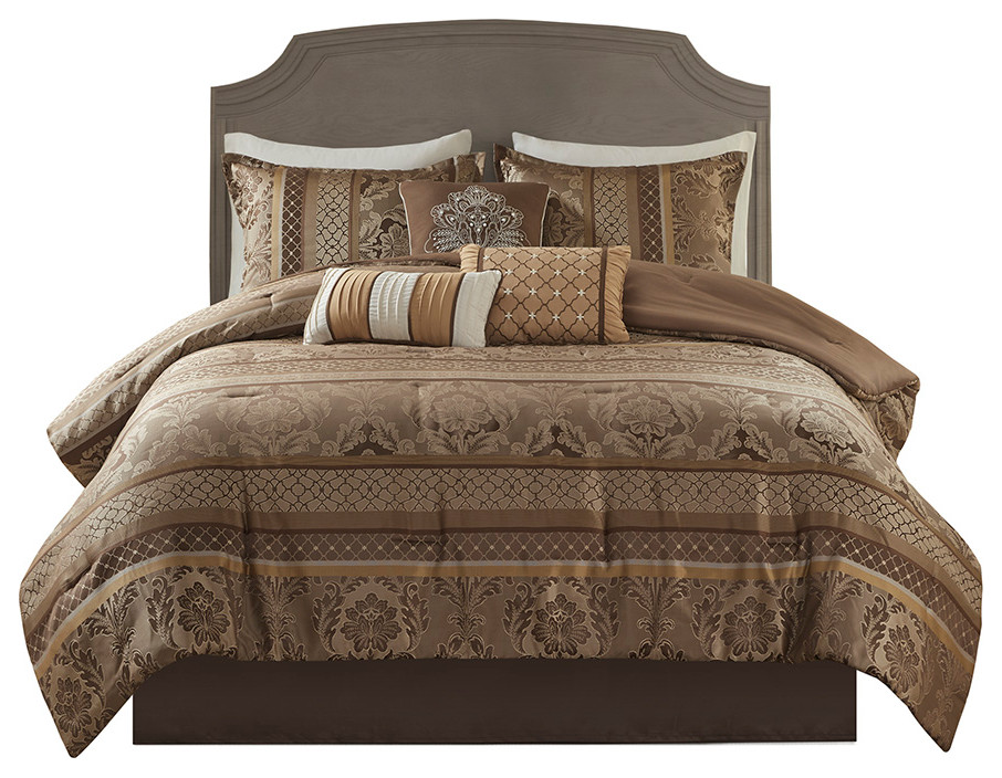 Madison Park Bellagio 7 Piece Jacquard Comforter Set, King Traditional Comforters And