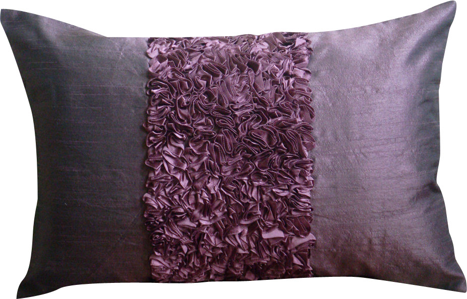 Purple Decorative Pillow Covers Silk Plum Love Contemporary