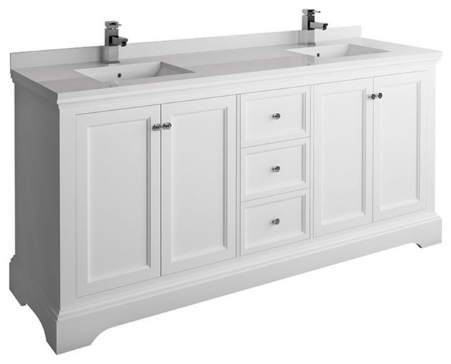 Fresca Windsor 72" Double Sinks Traditional Wood Bathroom in