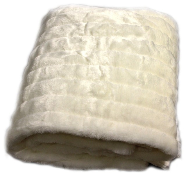 Faux Mink Throw Blanket With Minky Cuddle Lining, 5'x8' Contemporary