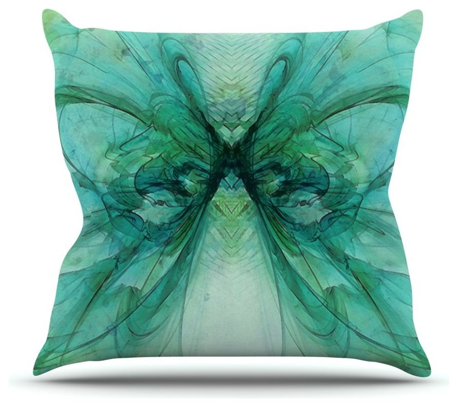 KESS InHouse Alison Coxon "Butterfly Blue" Green Black Throw Pillow, 18"