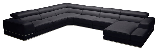 Wynn Black Leather Sectional, Black Leather Sofa With Chaise