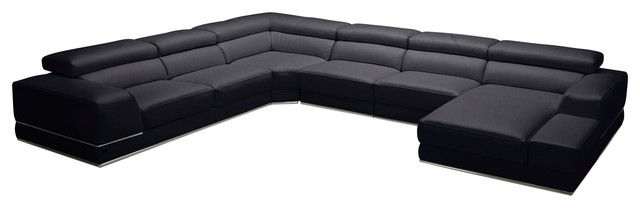 Wynn Black Leather Sectional Contemporary Sofas By Zuri Furniture - Black Contemporary Sectional Leather Sofa Wynn Black Leather Sectional Contemporary Sofas By Zuri Furniture - Black Contemporary Sectional Leather Sofa