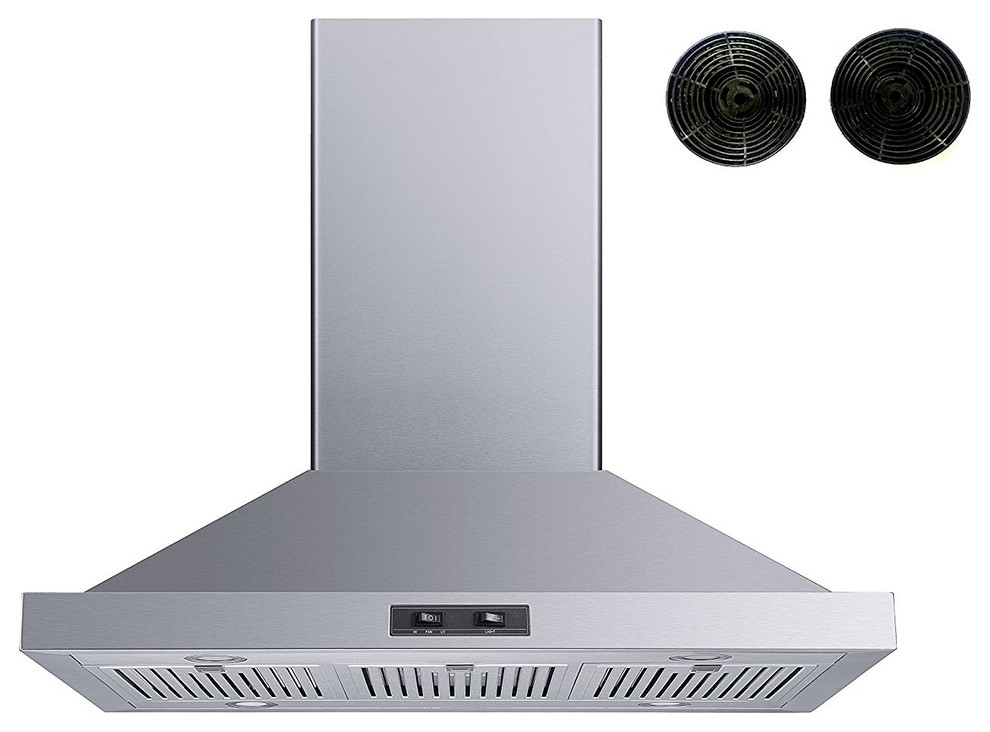 Winflo Convertible Island Range Hood, Charcoal Filters, 36