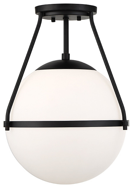 1 Light Semi Flush Mount Matte Black