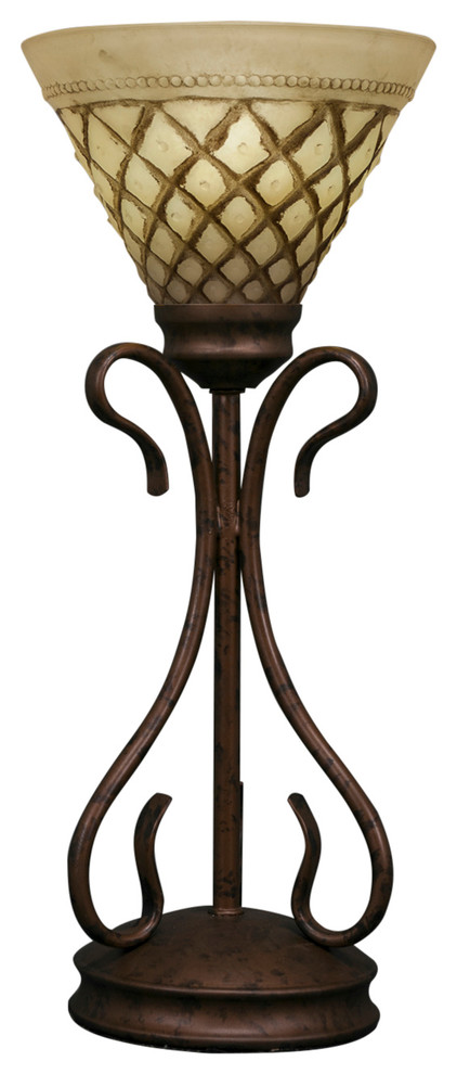 Swan Mini Table Lamp In Bronze, 7" Chocolate Icing Glass
