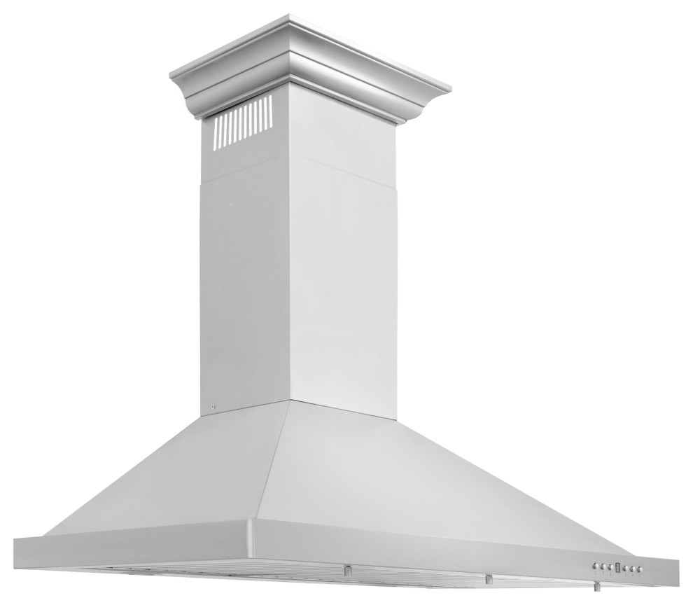 ZLINE 48, Wall Mount Range Hood, Stainless Steel With Crown Molding KBCRN-48