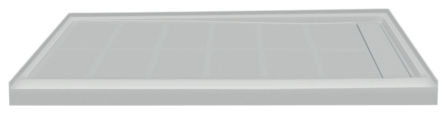 Transolid Linear 60"x32" Rectangular Shower Base With Right Hand Drain, Gray
