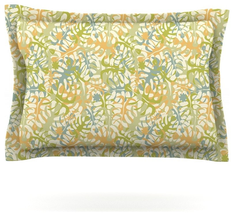 Kess InHouse Julia Grifol Summer Tropical Leaves King Featherweight Sham