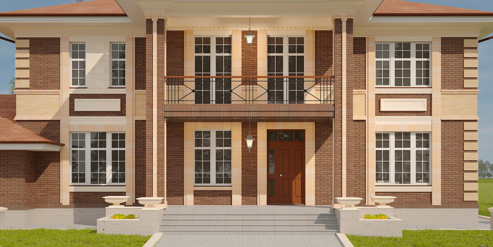 Загородный дом с панорамным остеклением. Главный вход