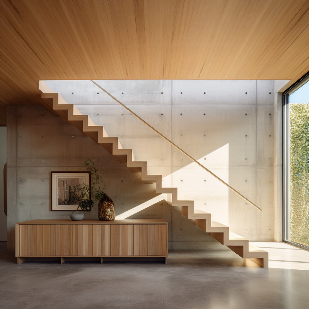 Gerade, Mittelgroße Treppe mit Holz-Setzstufen in Sonstige