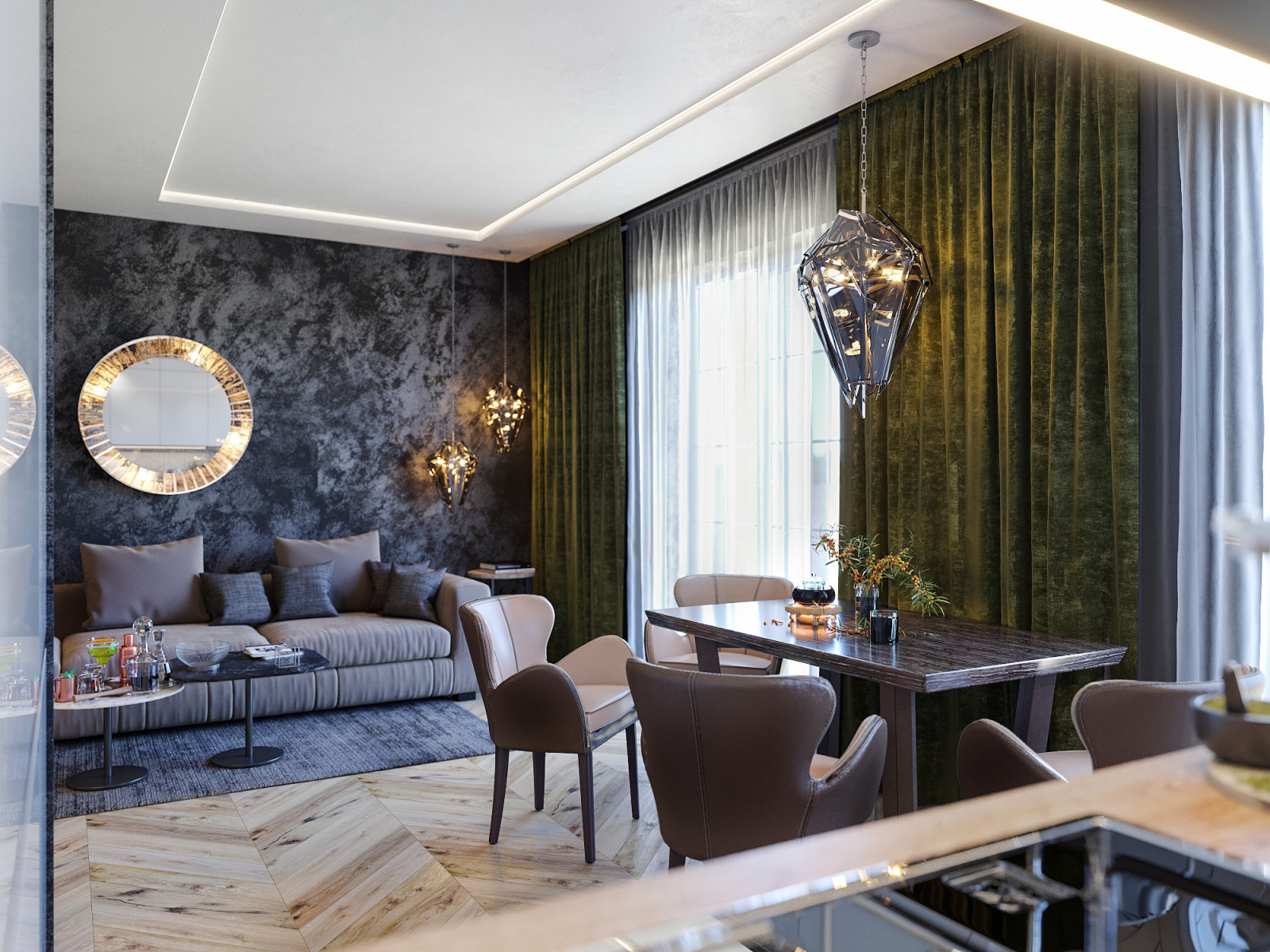 Дизайн интерьера однокомнатной квартиры с кухней-гостиной (ул.Р.Зорге)