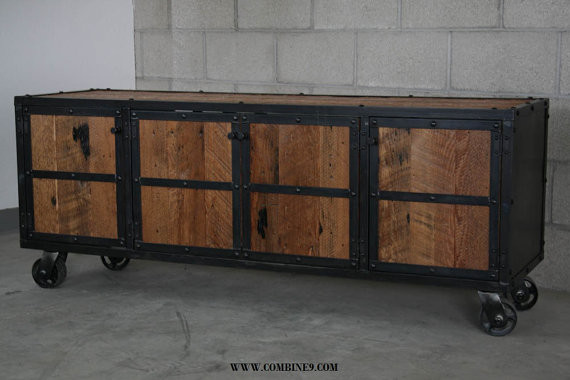 Vintage Industrial Media Console Credenza Buffet Orange County