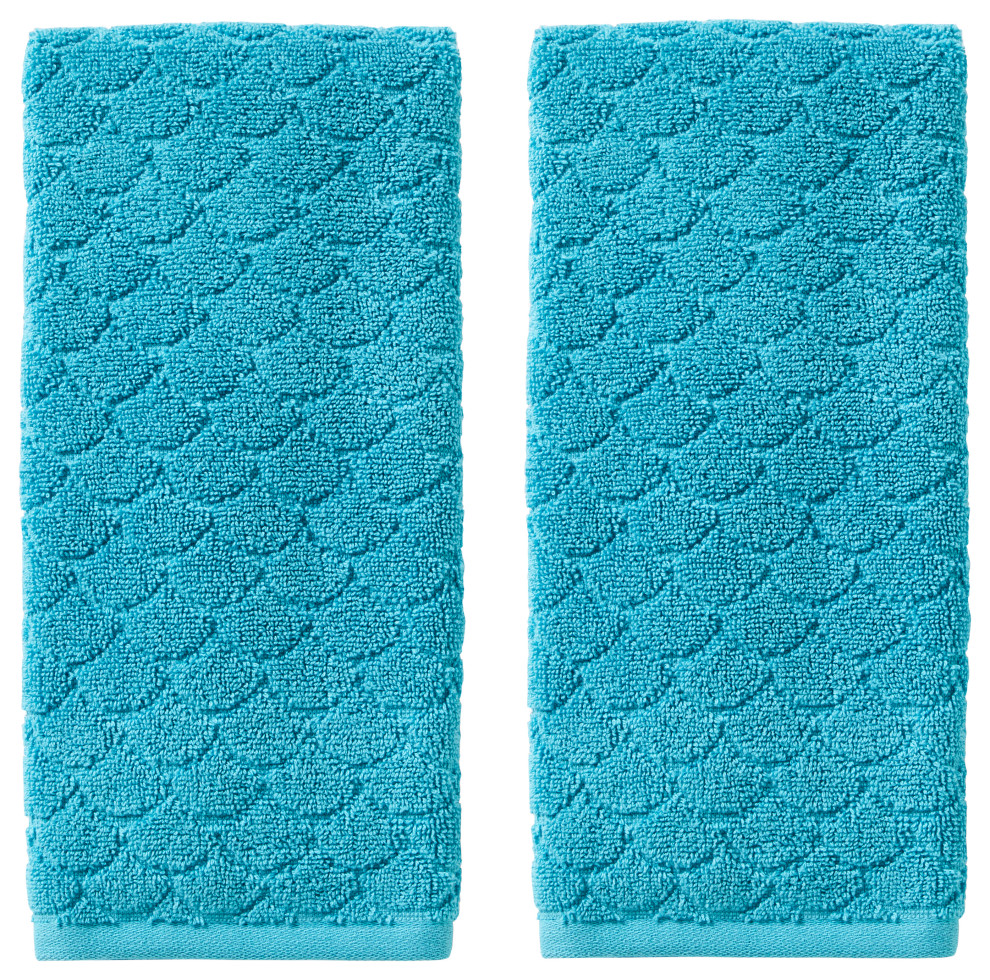 SKL Home Ocean Watercolor Scales Hand Towel, 2Pack, Blue, 16x26 Bath