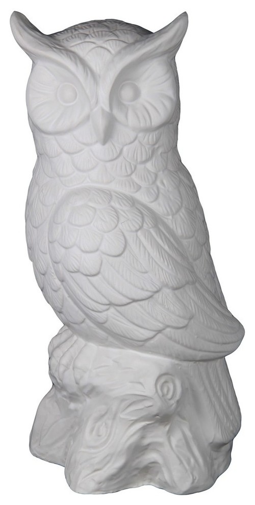 Privilege International White Ceramic Owl, Left