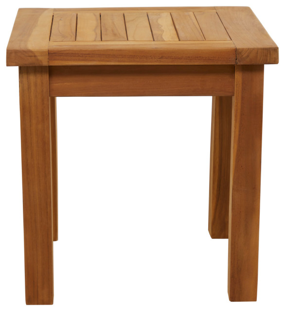 Traditional Brown Teak Wood Outdoor Accent Table 561551, 19" x 18" x 18
