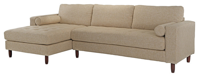 Modern Mid Century Fabric Sofa L Shape Sectional With Chaise Lounge Modern Mid Century Fabric Sofa L Shape Sectional With Chaise Lounge Beige