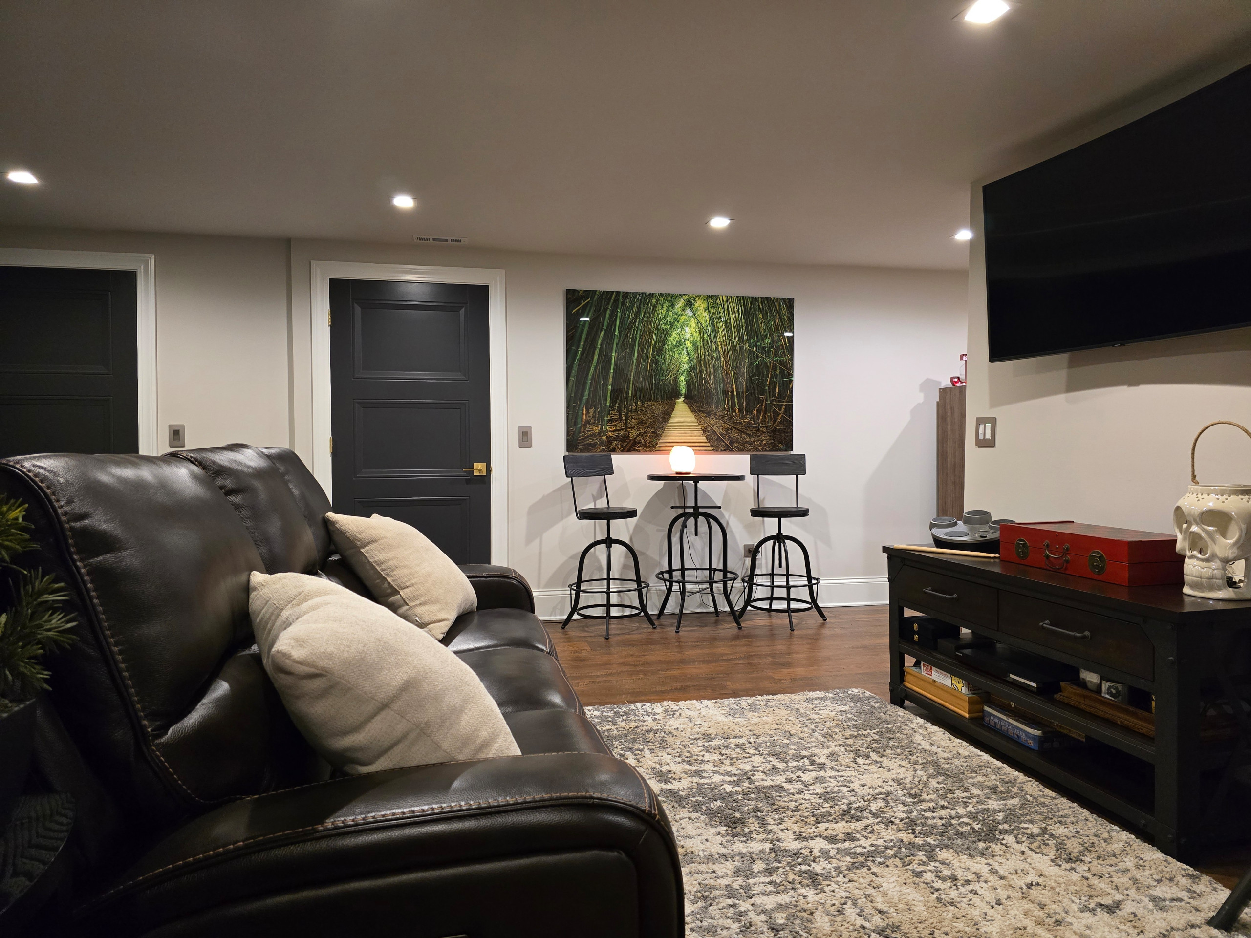 Full Basement renovation with exercise room, wine cellar, TV room and Sauna