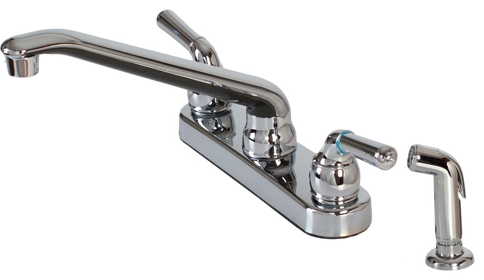 Plastic Hardware House Two Handle Kitchen Faucet, Chrome Transitional Kitchen Faucets by