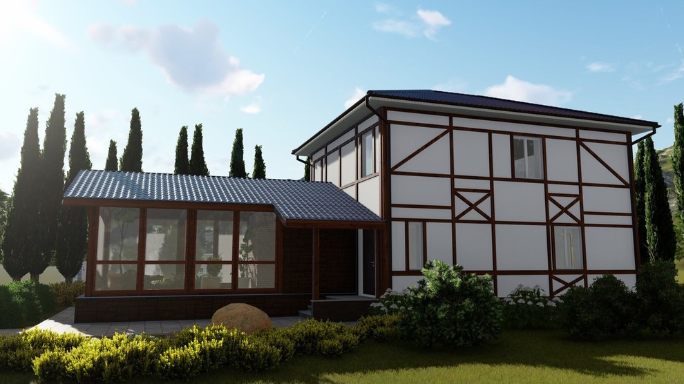 Реконструкция фасада с пристройкой зимнего сада